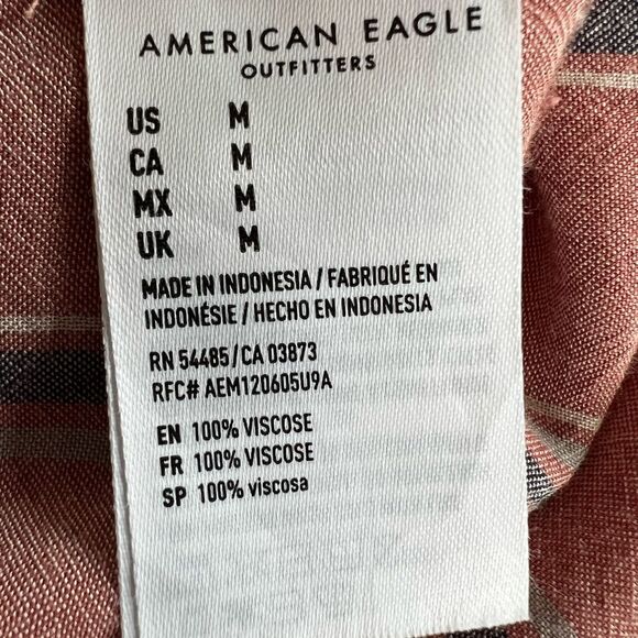 American Eagle Oversized Long Sleeve Button Striped Blouse Size M - Picture 6 of 11